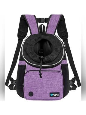 NWT PetAmi Adjustable Dog Chest Carrier Backpack, Ventilated, Max 10lbs, Purple
